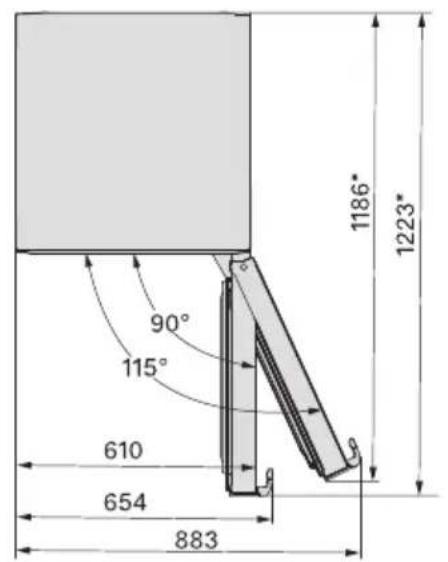 MIELE KFN 4777 CD - Opstillingsmål/set oppefra - 2