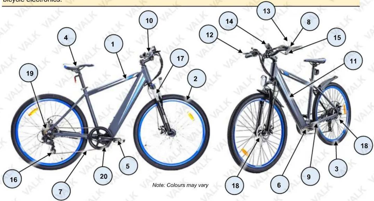 Bicycle electronics. 10 4 1 17 2 19 16 7 20 5 12 13 14 8 15 11 18 6 9 3 18 Note: Colours may vary
