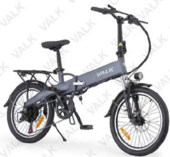 Exterior view of a modern Walk-VALK sustainable bicycle with visible branding and front wheel (no text or symbols on the bike body)