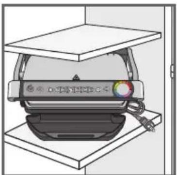 Illustration of a kitchen grater with a tray and control panel (no text or symbols)