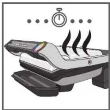 Illustration of a printer with motion lines and a stopwatch above it (no text or symbols)