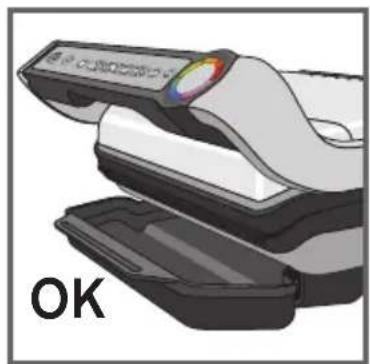 3D rendering of a mechanical device with a highlighted handle and 'OK' label (no readable text or symbols on the device itself)
