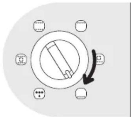 Diagram of a circular device with a pencil and arrow indicating rotation or movement (no text or symbols)