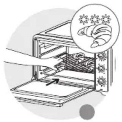 Illustration of a microwave oven with a hand inserting a rack to a tray, showing a magnified view of the rack inside (no text or symbols present)