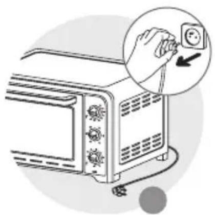 Illustration of a microwave oven with a hand inserting a power outlet into it, showing electrical connections (no text or symbols)