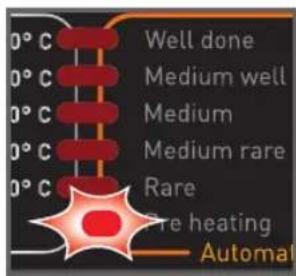 0°C Well done 0°C Medium well 0°C Medium 0°C Medium rare 0°C Rare Pre heating Automal