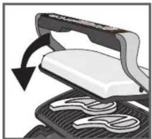 Illustration of a white office chair with a handle and a black arrow indicating rotation (no text or symbols)