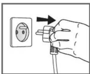 Hand inserting a plug into an electrical outlet (no text or symbols visible)