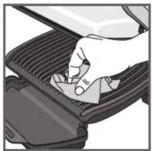 Illustration of a hand pressing down on a mechanical component (no text or symbols visible)