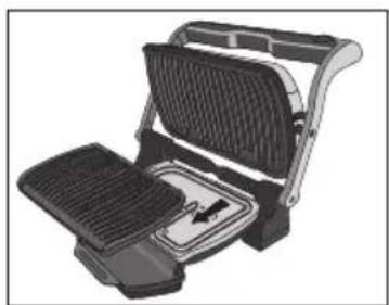 Illustration of a grating machine with a side panel and handle (no text or symbols)