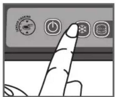 Hand pointing at a control panel with icons for power, battery, and smart lock functions