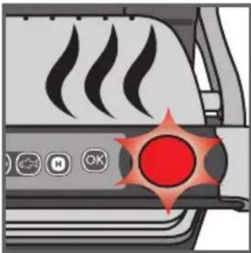 Illustration of a car interior with steam and a red circular highlight (no text or symbols)
