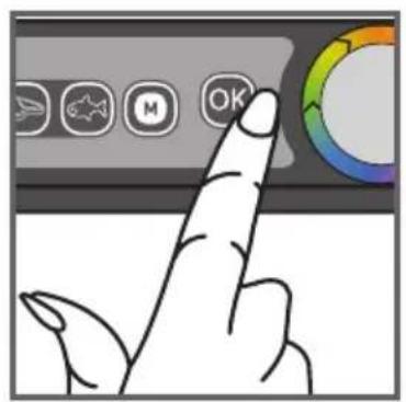 Illustration of a hand pointing at a keyboard with icons (no text or symbols on the hand)