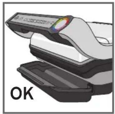 Illustration of a printer with a colorful lens and black base, labeled 'OK' (no other text or symbols)