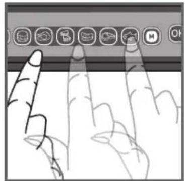 Illustration showing finger typing on a keyboard with icons for navigation, message, and function keys