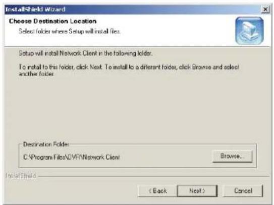 InstallShield Wizard Choose Destination Location Select folder where Setup will install files. Setup will install Network Client in the following folder. To install to this folder, click Next. To install to a different folder, click Browse and select another folder. Destination Folder: C:\Program Fi…