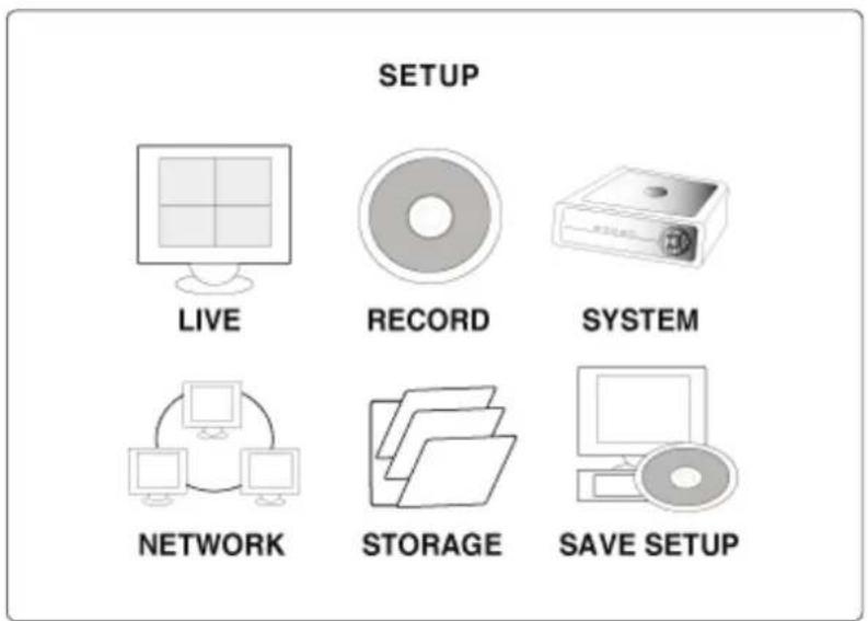 SETUP LIVE RECORD SYSTEM NETWORK STORAGE SAVE SETUP