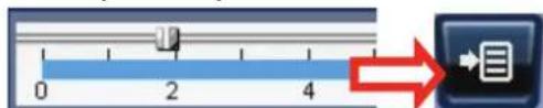 Diagram showing a blue horizontal bar with a mouse icon and a red arrow pointing to a document icon, likely indicating a process or operation.