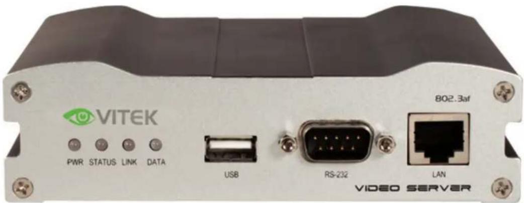 VITEK PWR STATUS LINK DATA USB RS-232 LAN 802.3af VIDEO SERVER