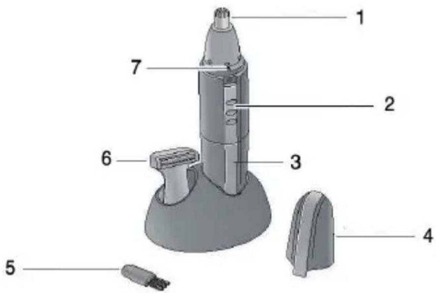 Labeled diagram of a medical or industrial device with numbered parts for identification