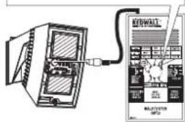 Diagram showing a device connected to a wall-mounted device with labeled components and wiring connections