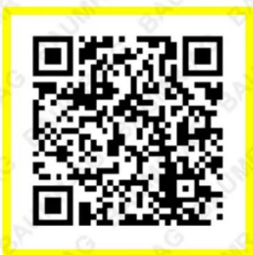 QR code with embedded text 'G' and 'A' in the center, framed by a yellow border.