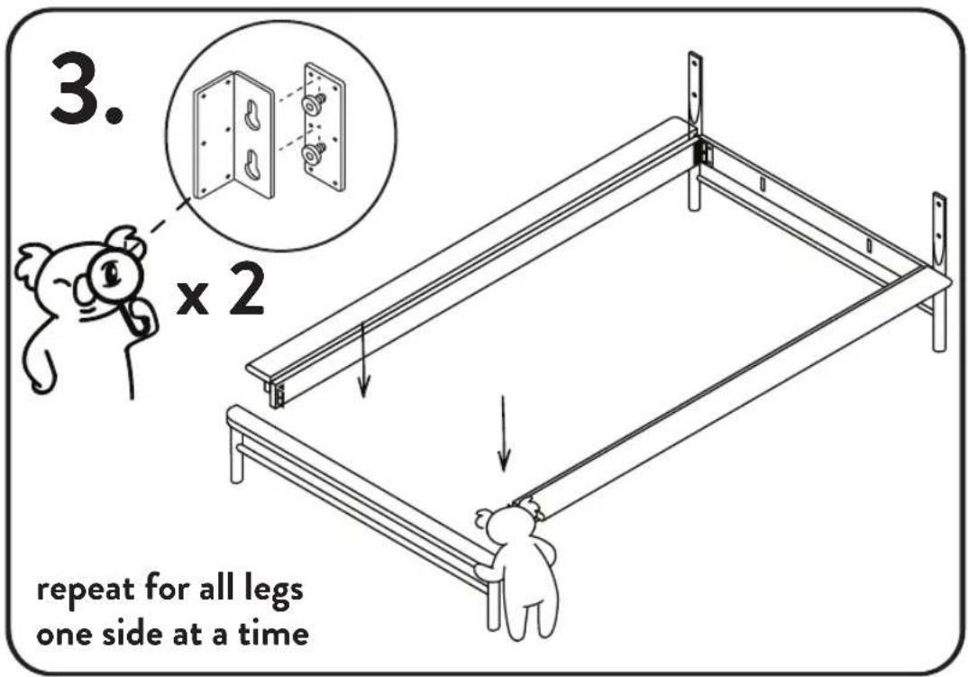 3. × 2 repeat for all legs one side at a time