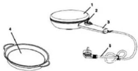 Technical diagram of a medical or laboratory device with labeled parts, including a bowl and tubing assembly.