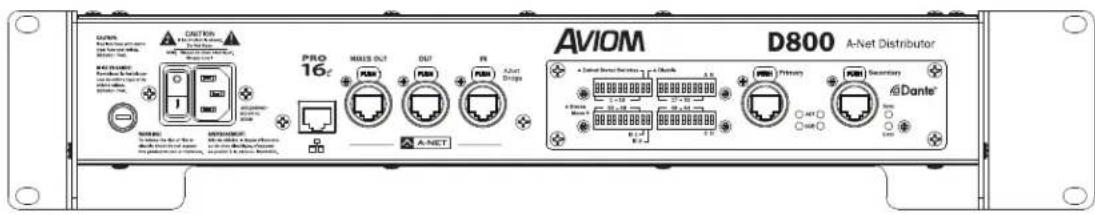 AVIOM D800 A-Net Distributor PRO 16c MAIS OUT OUT R A-Net AVIOM D800 A-Net Distributor Primary Secondary @Dante®
