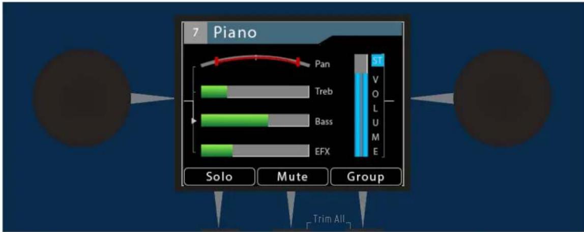 7 Piano Pan 51 V O L U M E Solo Mute Group Trim All