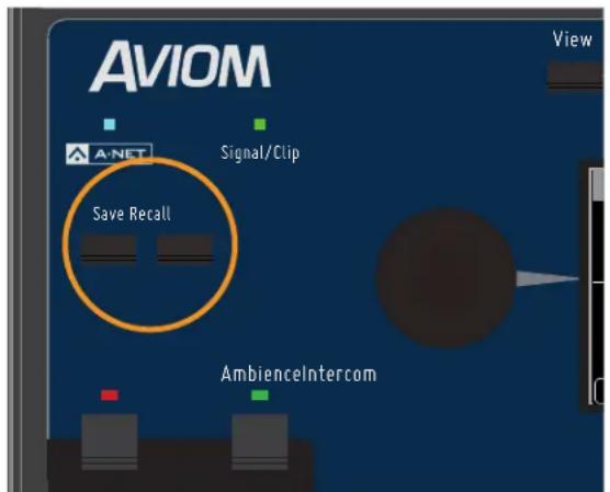AVIOM A-NET Signal/Clip Save Recall AmbienceIntercom View