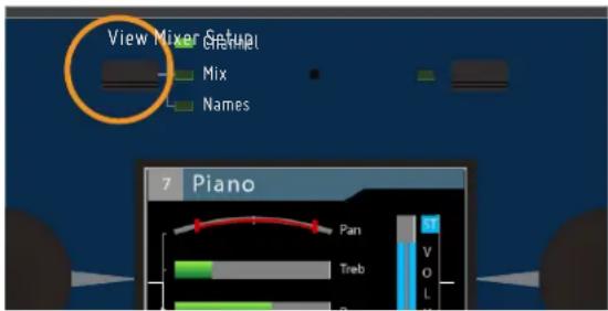 View Mixer Setup Mix Names 7 Piano Pan Treb V O L