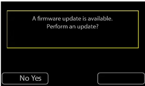 A firmware update is available. Perform an update? No Yes