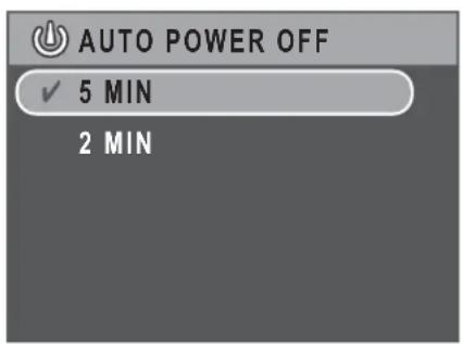 AUTO POWER OFF ✓ 5 MIN 2 MIN