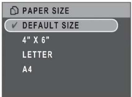 PAPER SIZE ✓ DEFAULT SIZE 4" X 6" LETTER A4