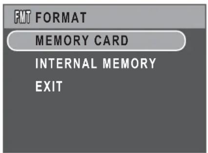 FUT FORMAT MEMORY CARD INTERNAL MEMORY EXIT