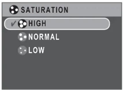 SATURATION ✓ HIGH NORMAL LOW