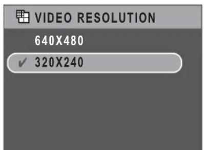 VIDEO RESOLUTION 640X480 ✓ 320X240