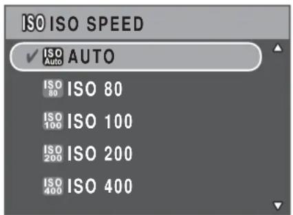 ISO ISO SPEED ✓ ISO AUTO ISO 80 ISO 80 ISO 100 ISO 100 ISO 200 ISO 200 ISO 400 ISO 400