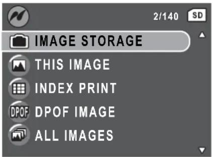 2/140 SD IMAGE STORAGE THIS IMAGE INDEX PRINT DPOF IMAGE ALL IMAGES