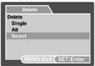 Delete Delete Single All Select MENU:Exit SET:Enter