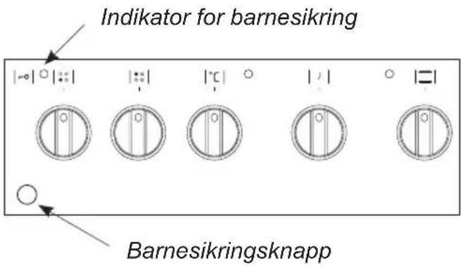 Indikator for barnesikring Barnesikringsknapp