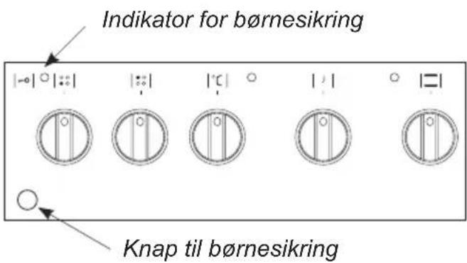 Indicator for børnesikring Knap til børnesikring