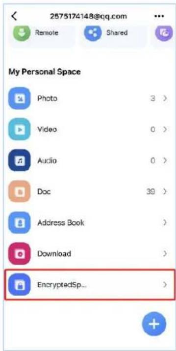2575174148@qq.com Remote Shared My Personal Space Photo 3 > Video 0 > Audio 0 > Doc 39 > Address Book > Download > EncryptedSp... >