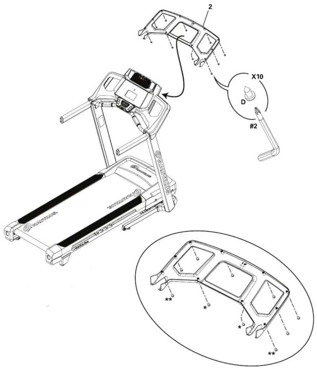 Nautilus T684 - 将底座护盖置于主车架上,然后放下跑板 - 2