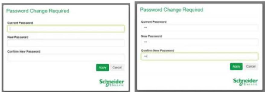 Password Change Required Current Password New Password Confirm New Password Apply Cancel Schneider Electric Password Change Required Current Password ... New Password ... Confirm New Password Apply Cancel Schneider Electric