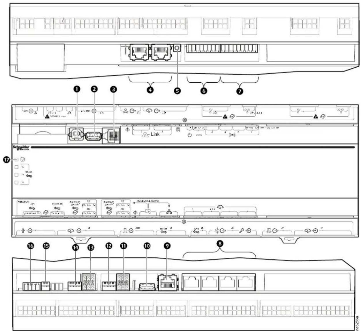 Technical diagram of a server rack with labeled ports, connectors, and I/O bus connections for system design reference.