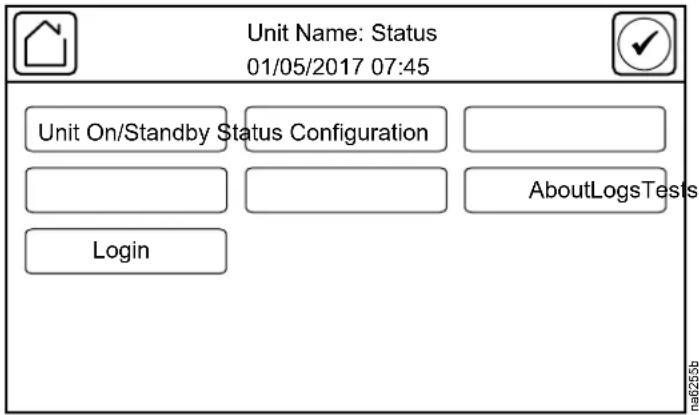 Unit Name: Status 01/05/2017 07:45 Unit On/Standby Status Configuration AboutLogsTests Login
