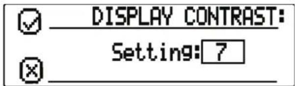 DISPLAY CONTRAST: Setting: 7