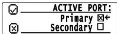 ACTIVE PORT: Primary Secondary